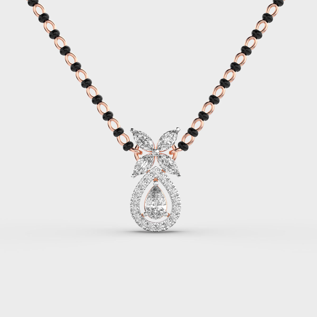 dewpetal drop diamond encrusted mangalsutra (with chain)