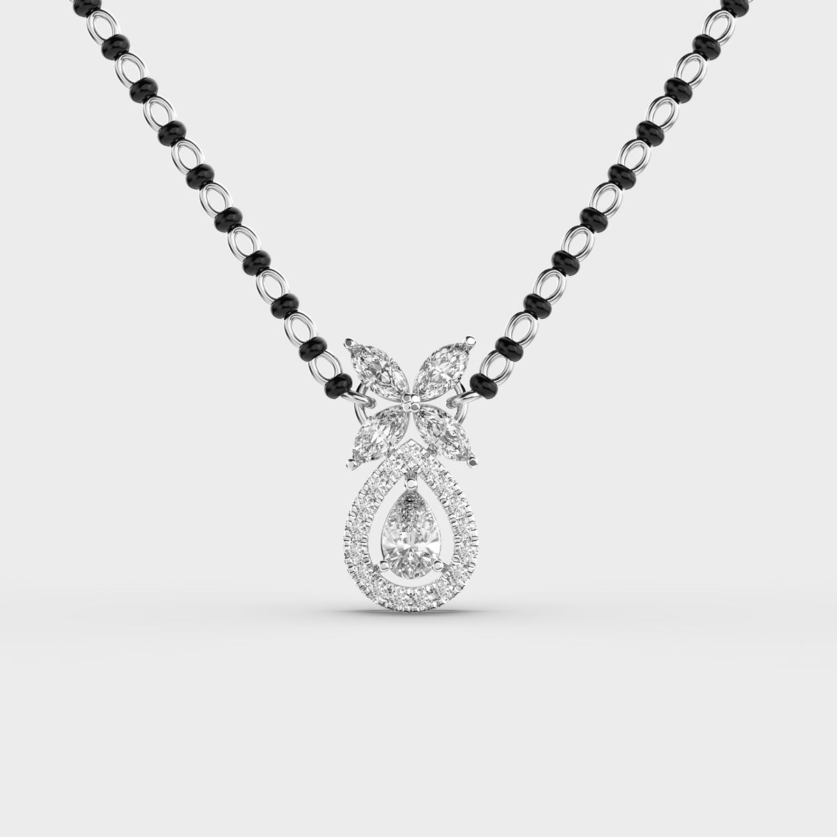 dewpetal drop diamond encrusted mangalsutra (with chain)