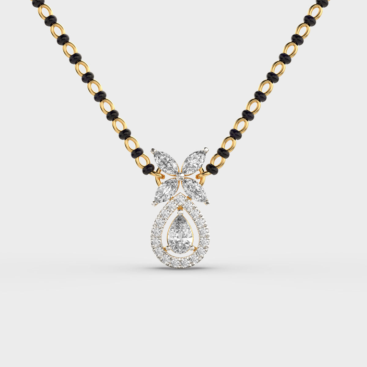 dewpetal drop diamond encrusted mangalsutra (with chain)