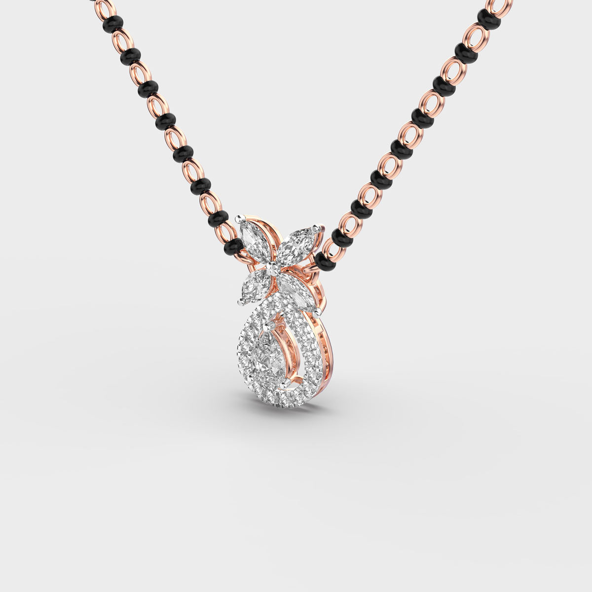dewpetal drop diamond encrusted mangalsutra (with chain)