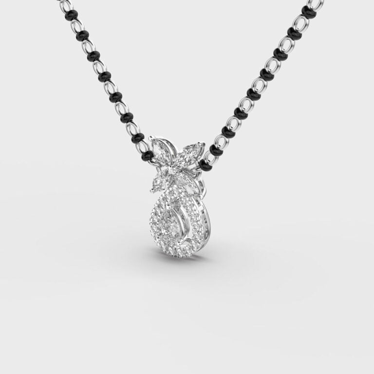 dewpetal drop diamond encrusted mangalsutra (with chain)