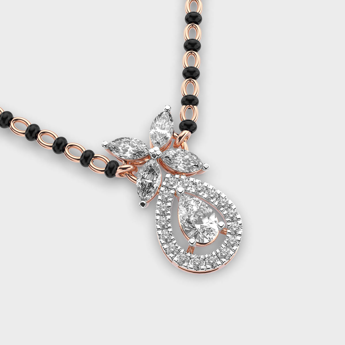 dewpetal drop diamond encrusted mangalsutra (with chain)