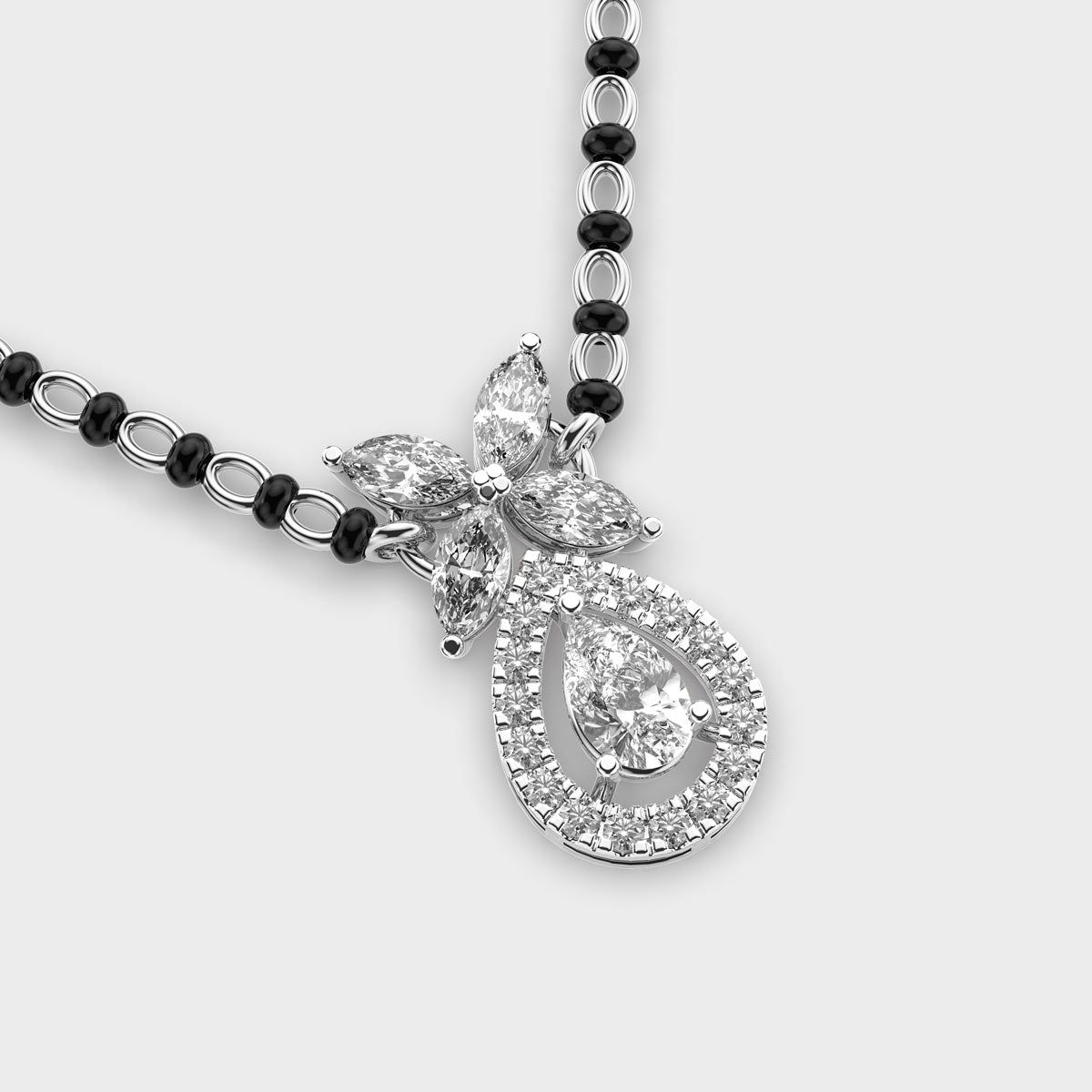 dewpetal drop diamond encrusted mangalsutra (with chain)