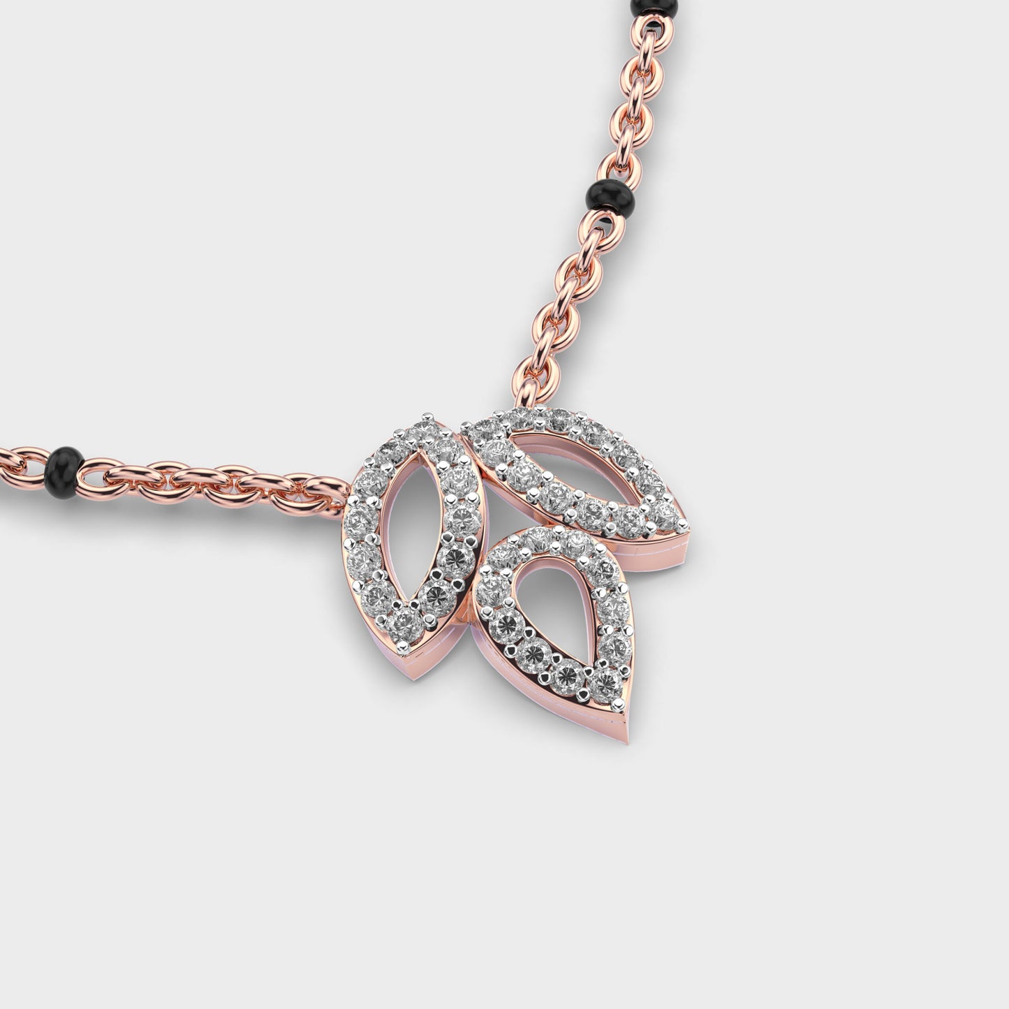 trio leaf diamond encrusted pendant