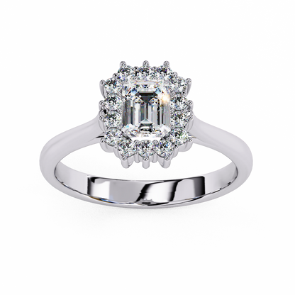Aurora Emerald Halo Ring
