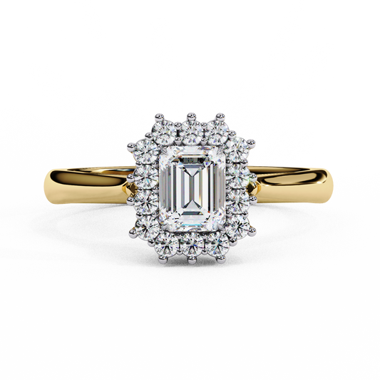 Aurora Emerald Halo Ring