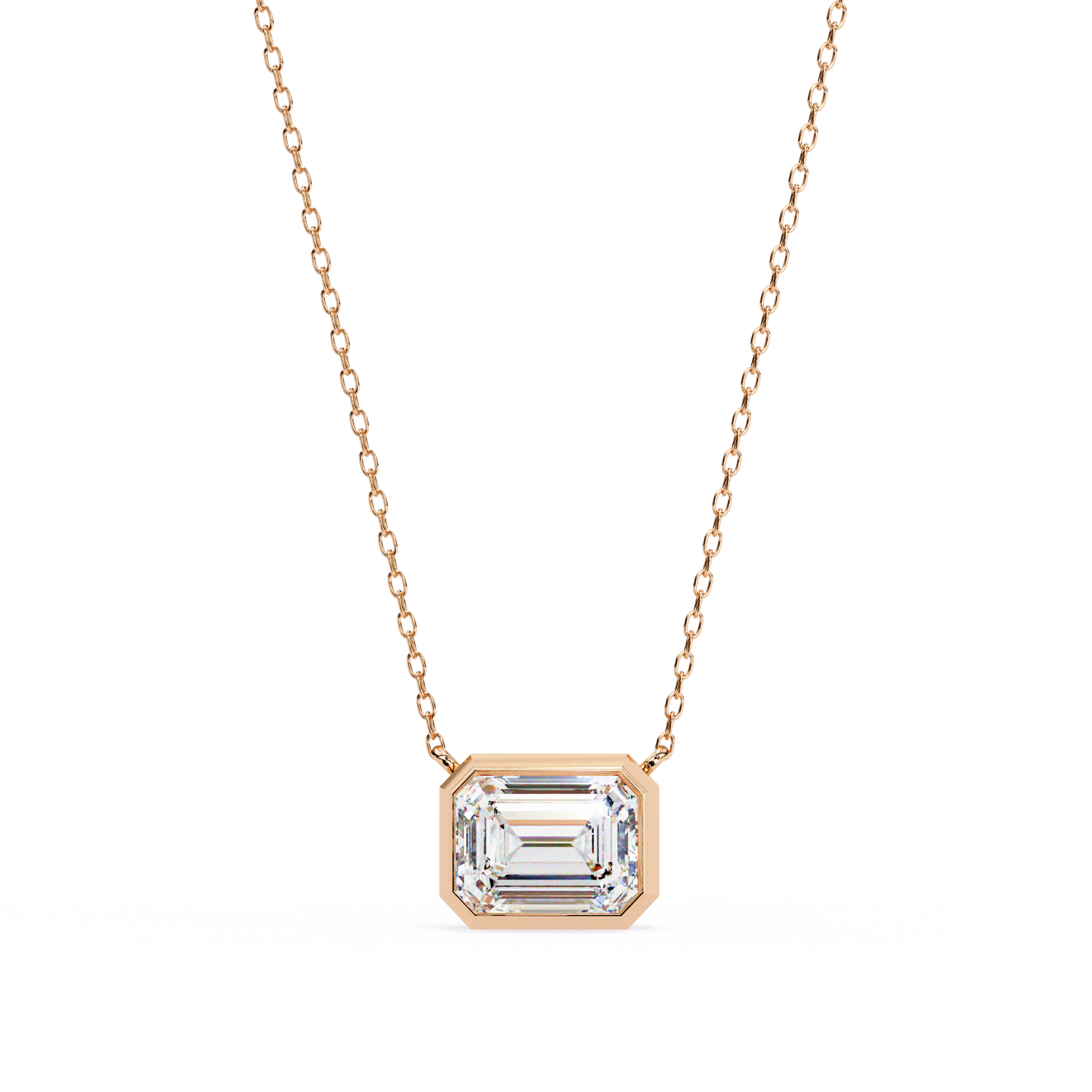 prisma emerald solitaire lab grown diamond necklace