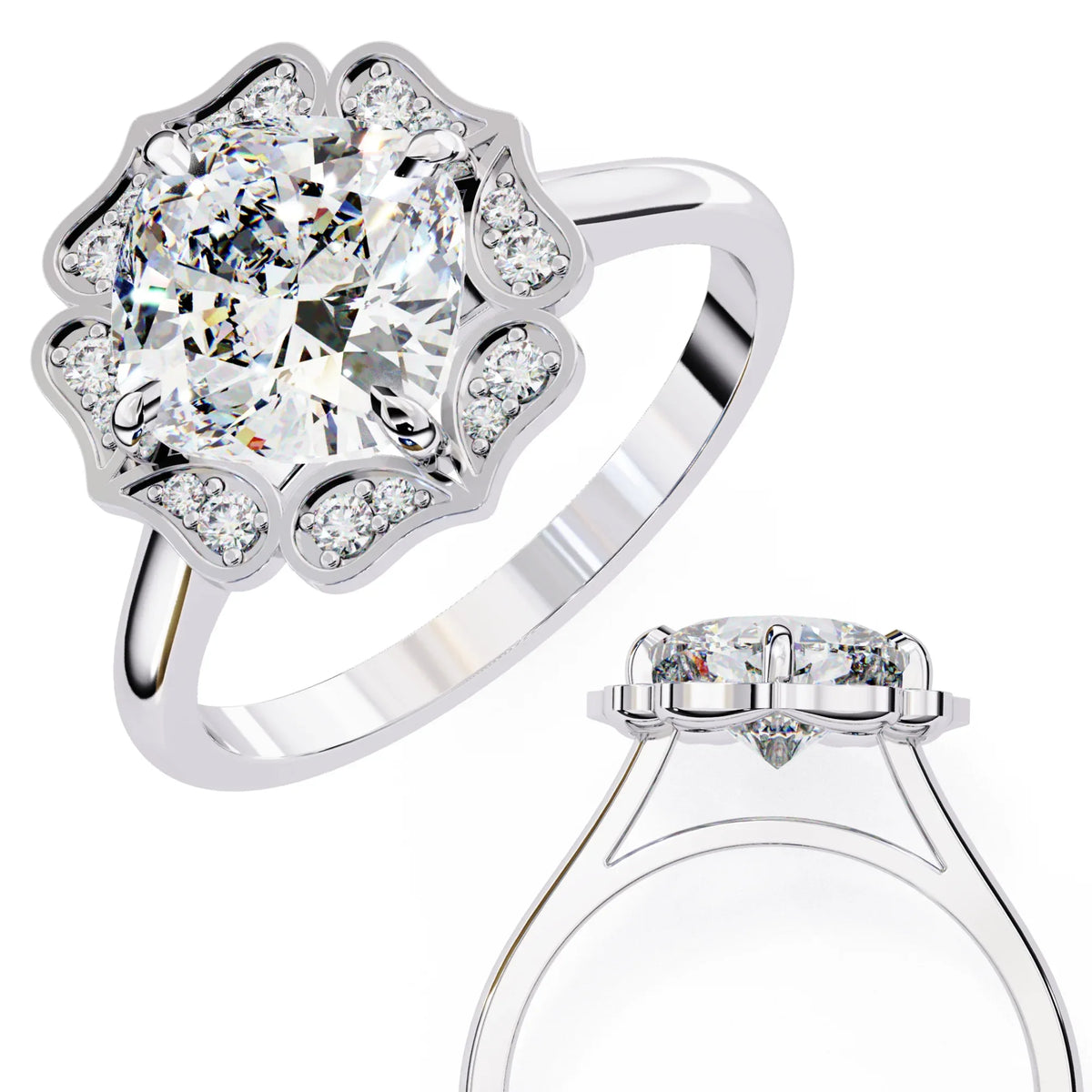Sovereign Cushion Glow Lab Grown Diamond Ring - Ophiratbf