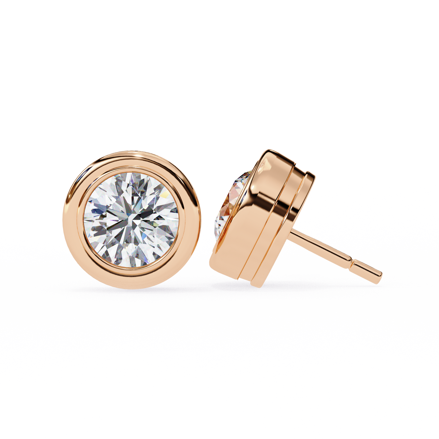 luna bezel lab grown diamond studs