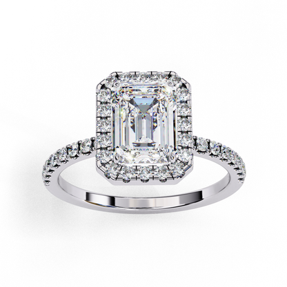 Ophira Lab Grown Diamond Emerald Halo Ring