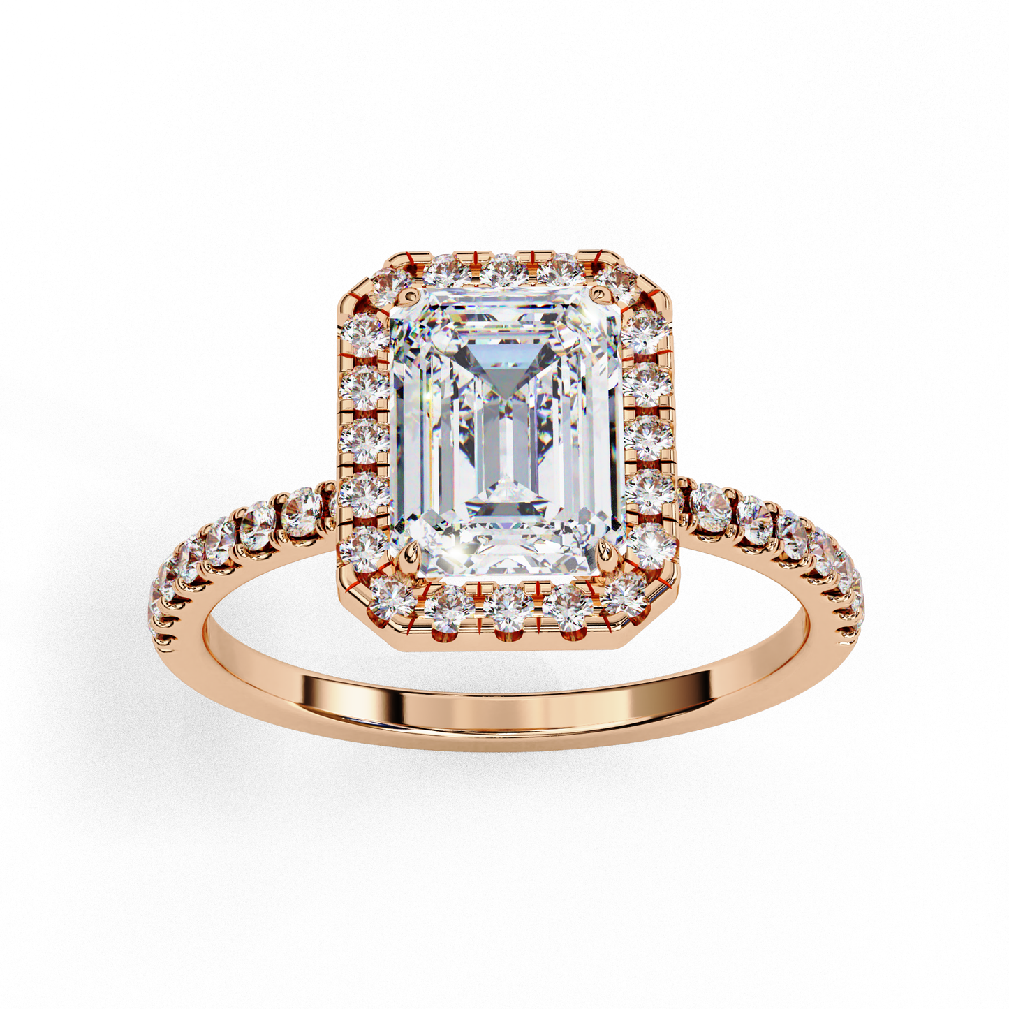 ophira lab grown diamond emerald halo ring