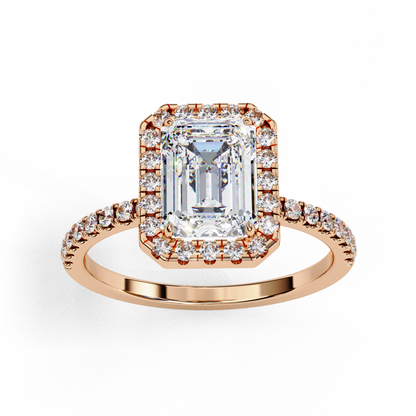 Ophira Lab Grown Diamond Emerald Halo Ring
