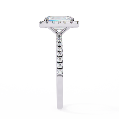 Emerald Halo Lab Grown Diamond Ring