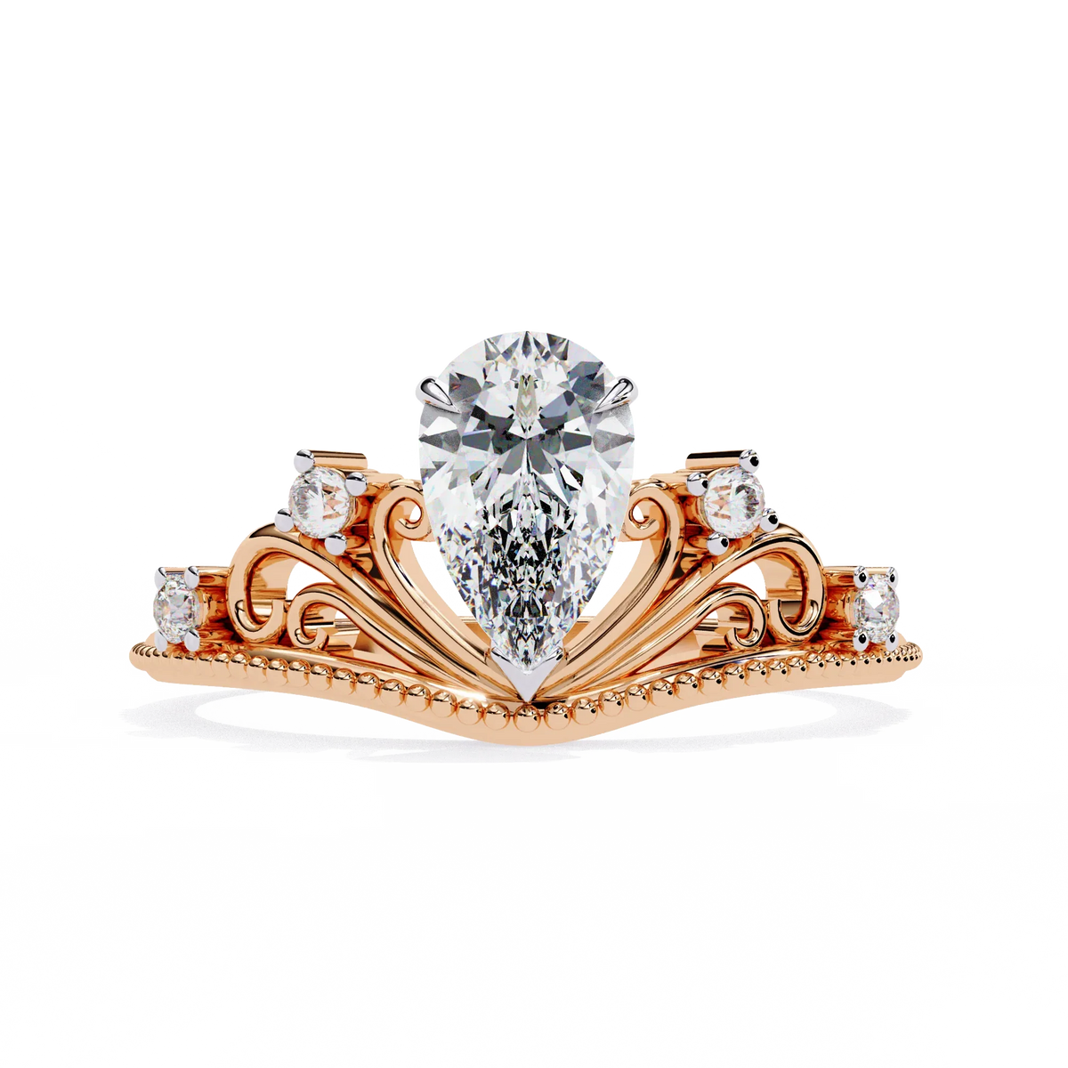 Regal Tiara Pear Lab Grown Diamond Ring - Ophiratbf