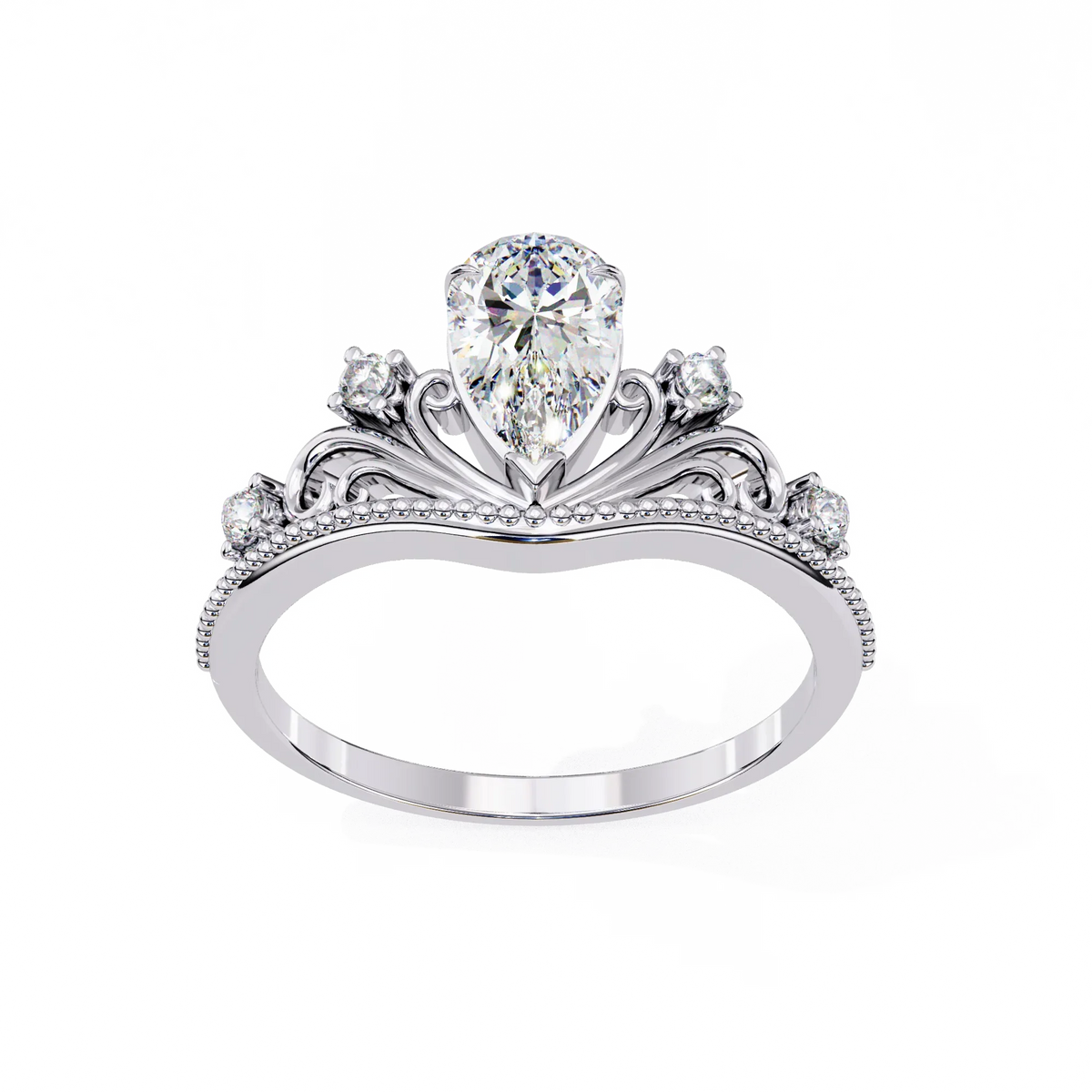 Regal Tiara Pear Lab Grown Diamond Ring - Ophiratbf
