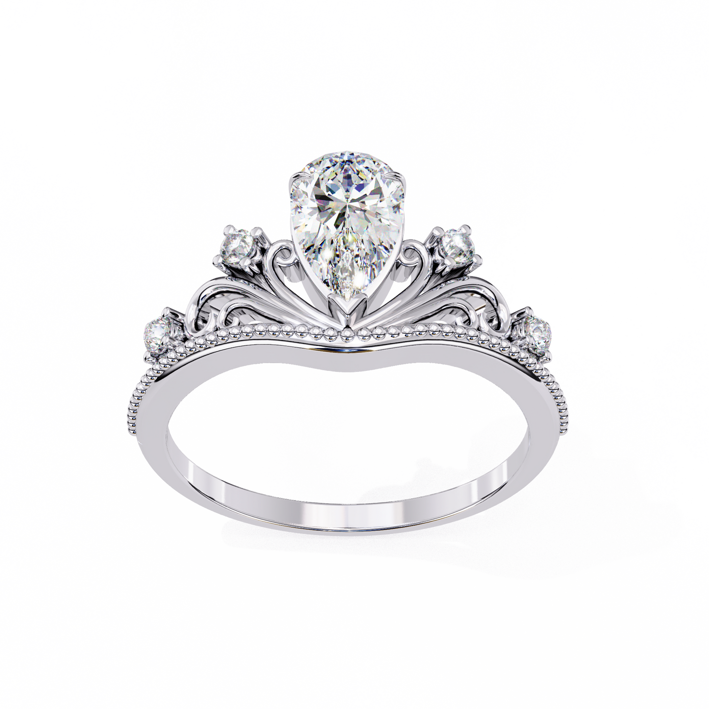 regal tiara pear lab grown diamond ring