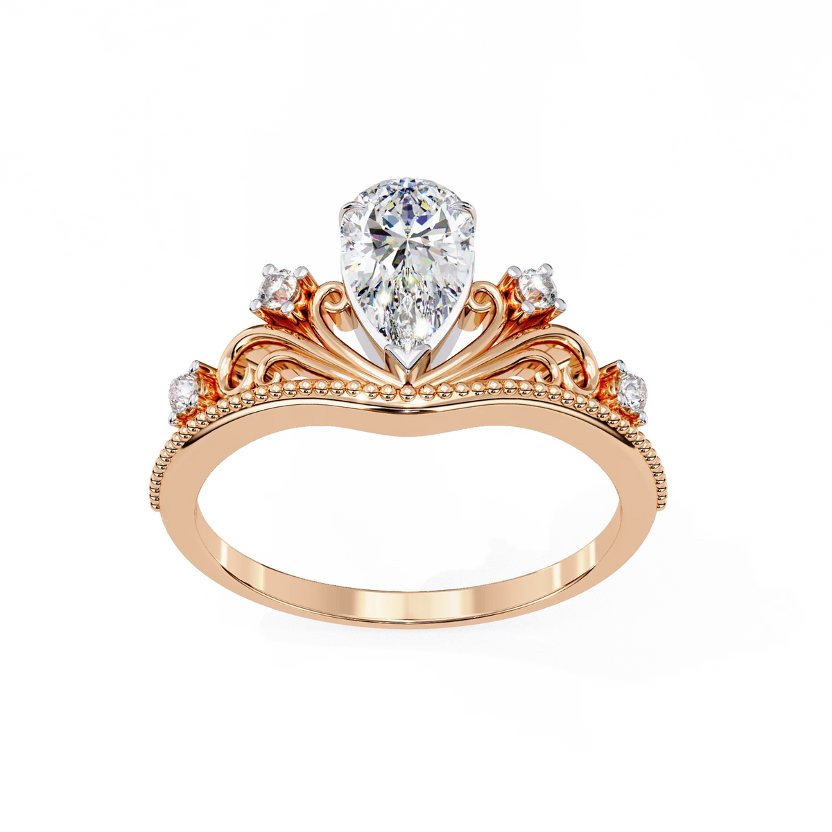 Regal Tiara Pear Lab Grown Diamond Ring - Ophiratbf