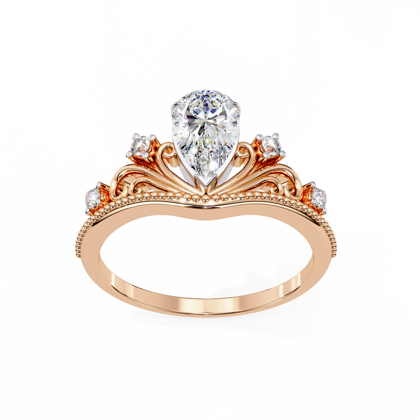 regal tiara pear lab grown diamond ring
