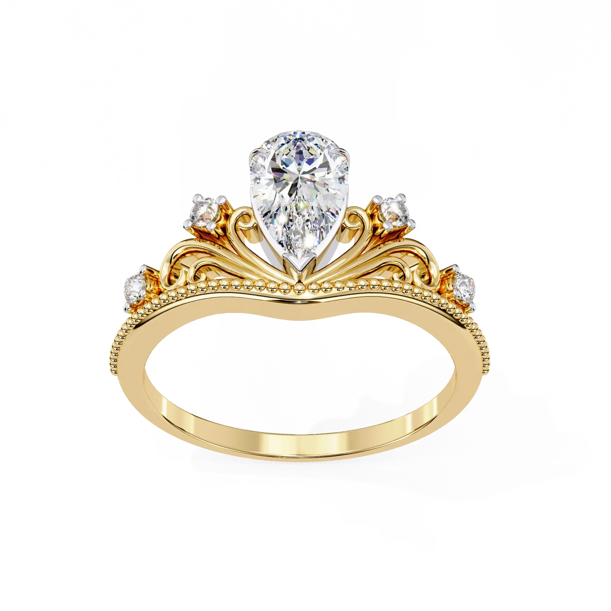Regal Tiara Pear Lab Grown Diamond Ring - Ophiratbf