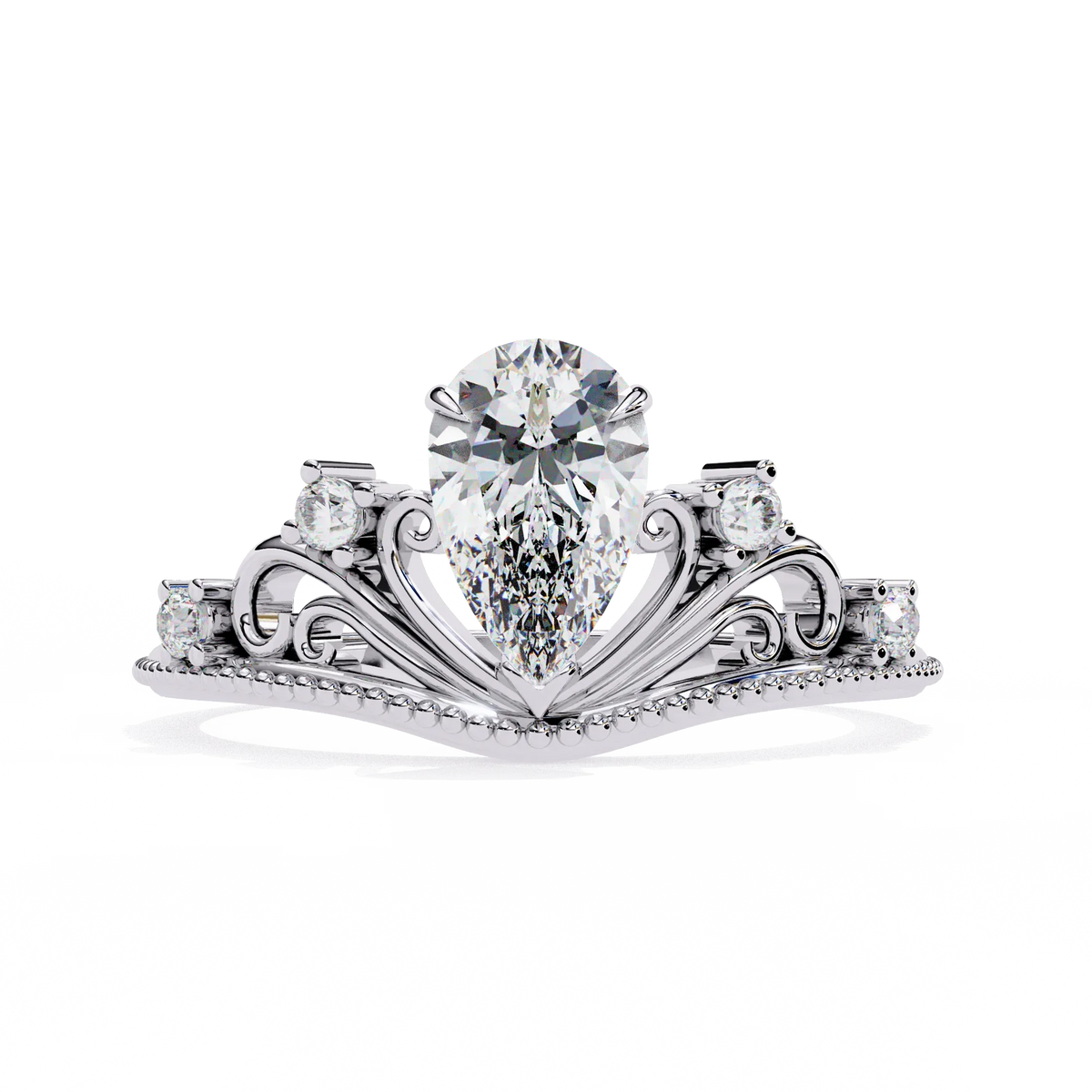 Regal Tiara Pear Lab Grown Diamond Ring - Ophiratbf