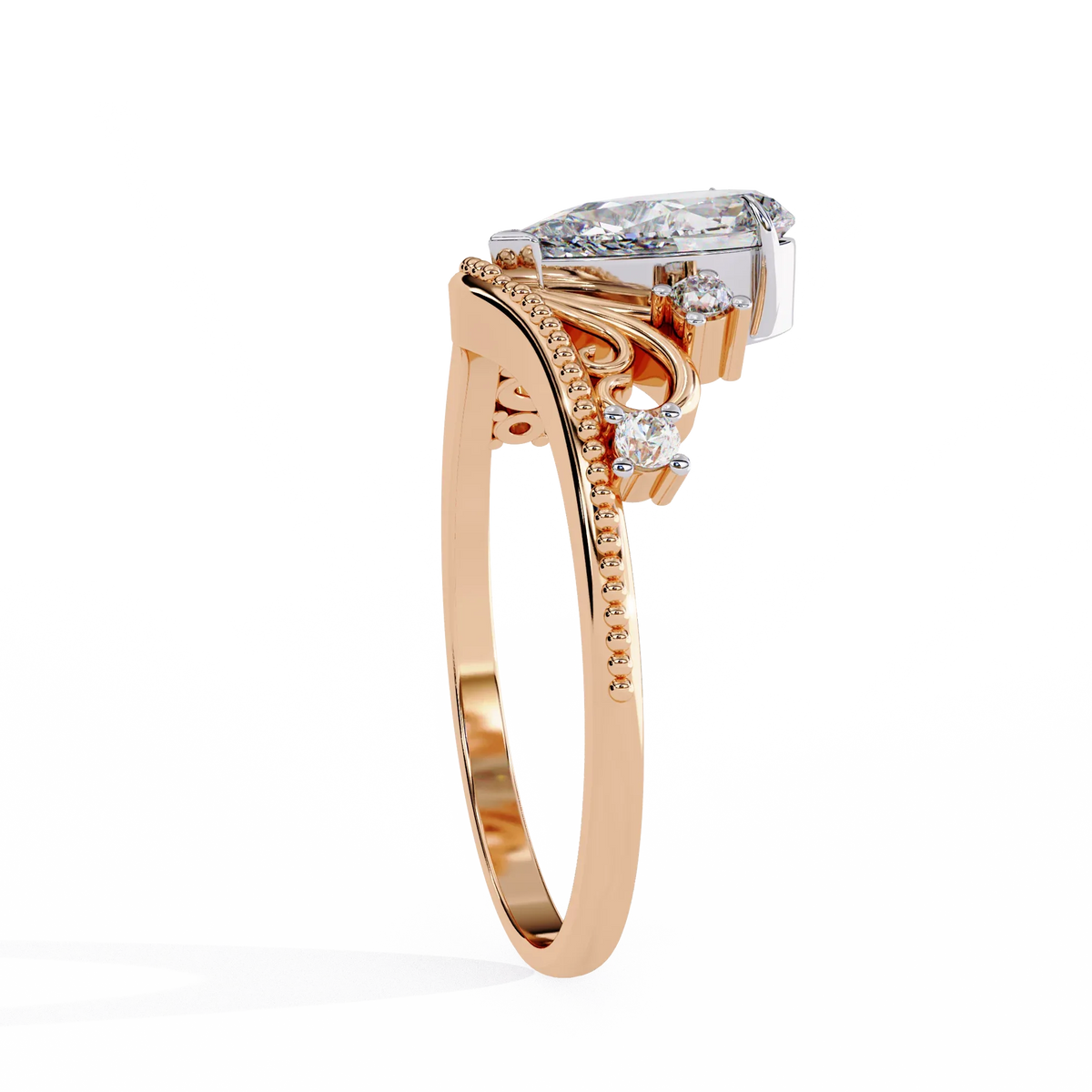 Regal Tiara Pear Lab Grown Diamond Ring - Ophiratbf