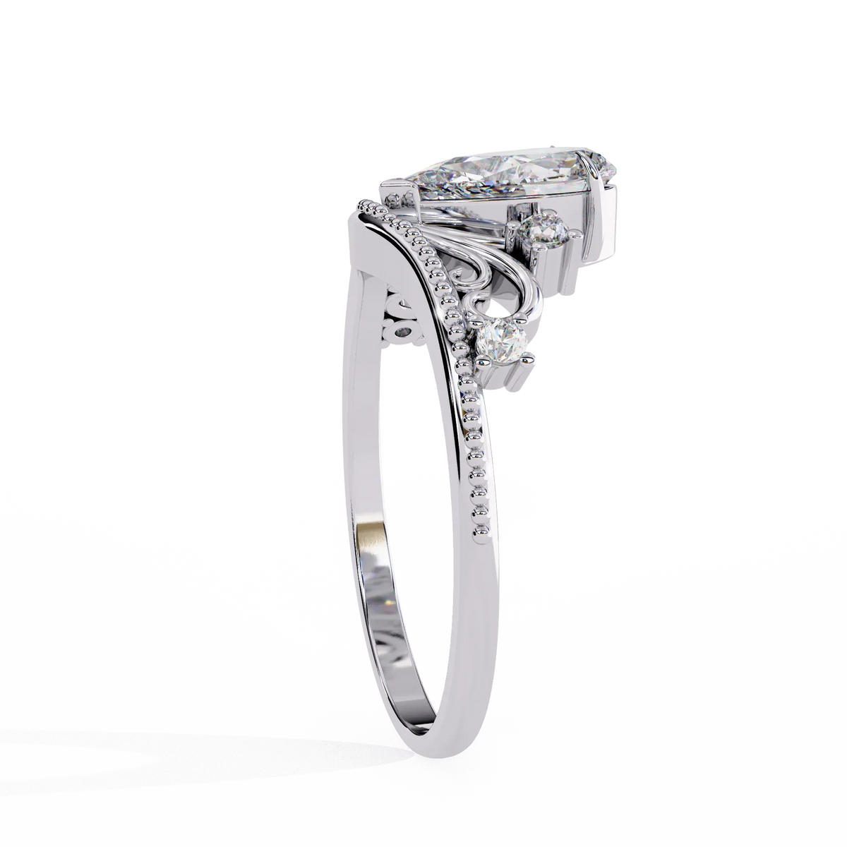 Regal Tiara Pear Lab Grown Diamond Ring - Ophiratbf