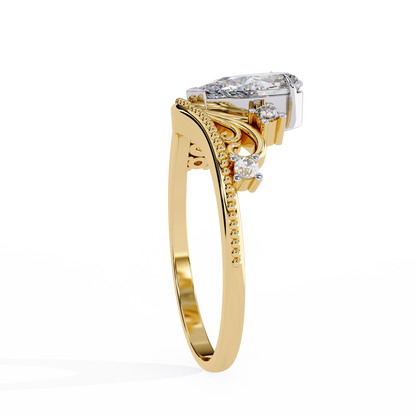 Regal Tiara Pear Lab Grown Diamond Ring