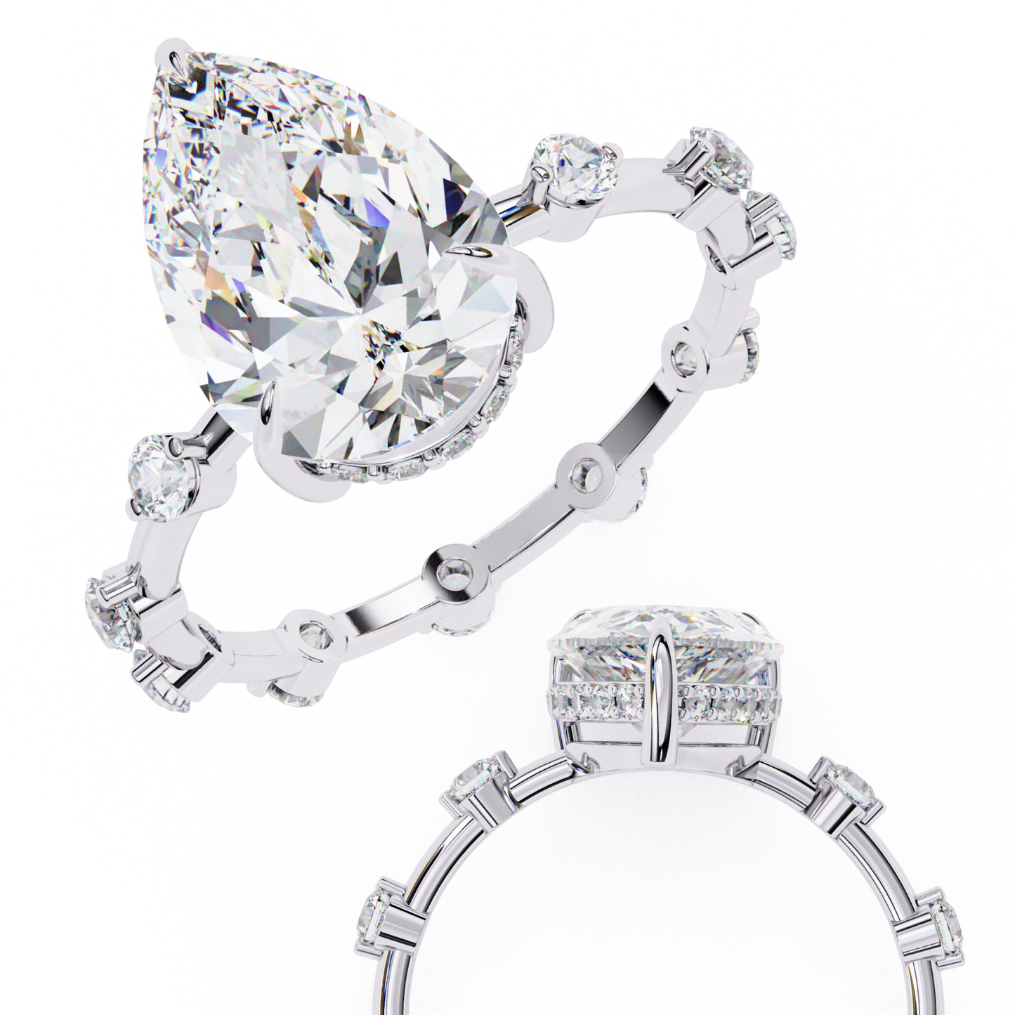 celestial crown pear lab grown diamond ring