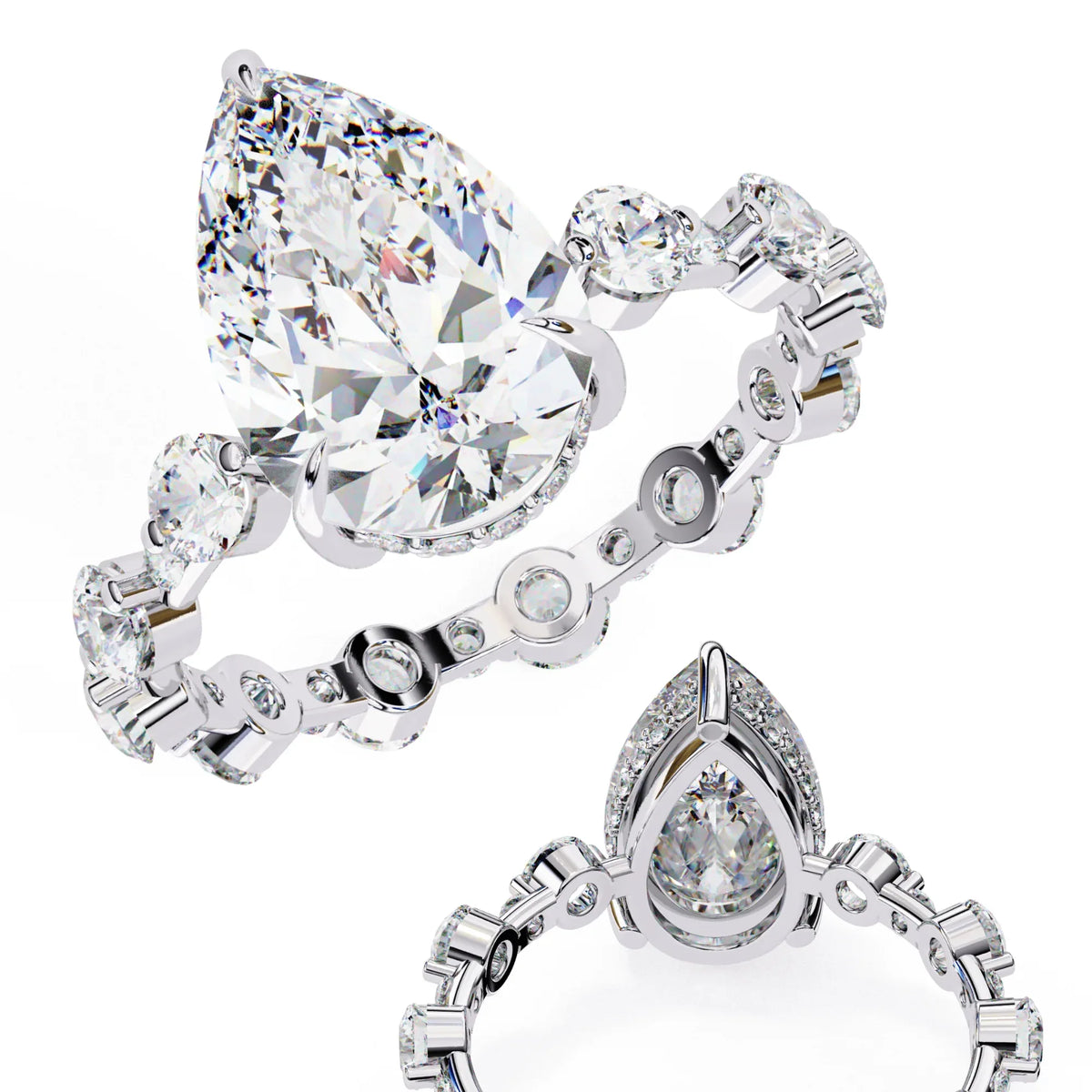 Starlit Pear Lab Grown Diamond Ring - Ophiratbf