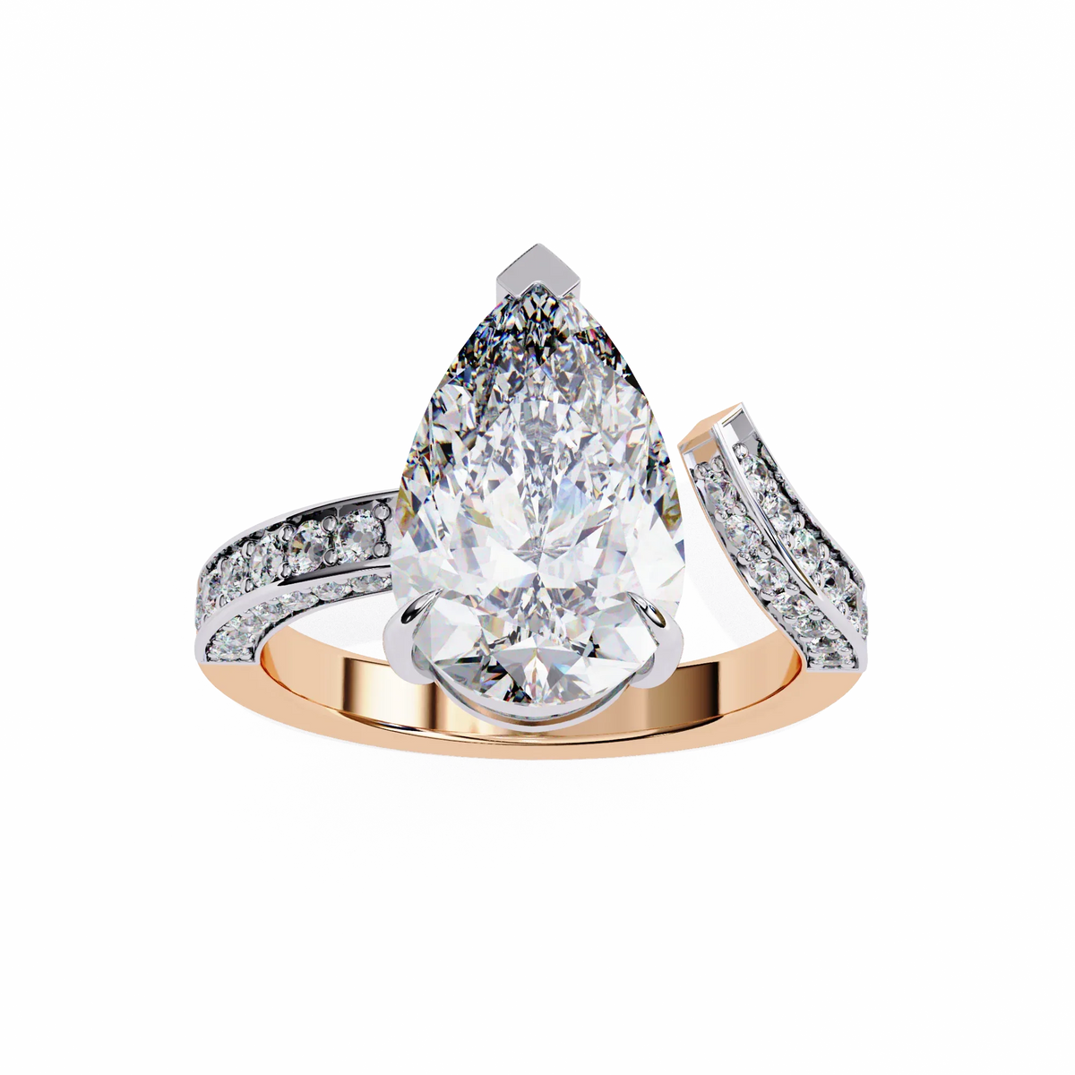 Splendor Crest Pear Lab Grown Diamond Ring - Ophiratbf
