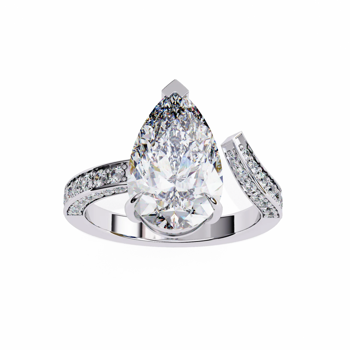 Splendor Crest Pear Lab Grown Diamond Ring - Ophiratbf