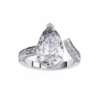 Splendor Crest Pear Lab Grown Diamond Ring - Ophiratbf