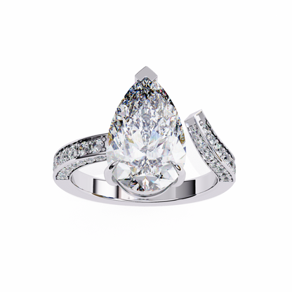 Splendor Crest Pear Lab Grown Diamond Ring