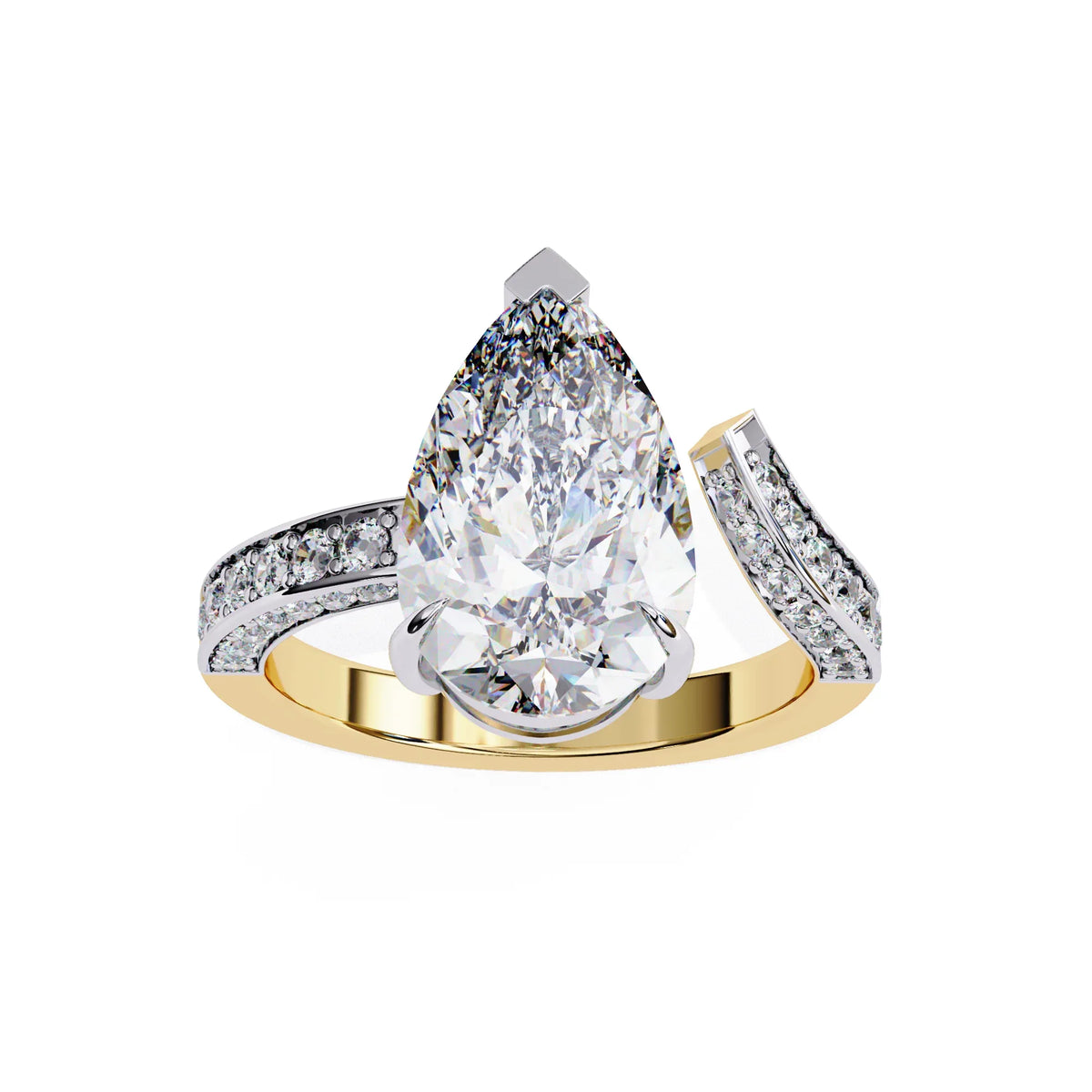 Splendor Crest Pear Lab Grown Diamond Ring - Ophiratbf