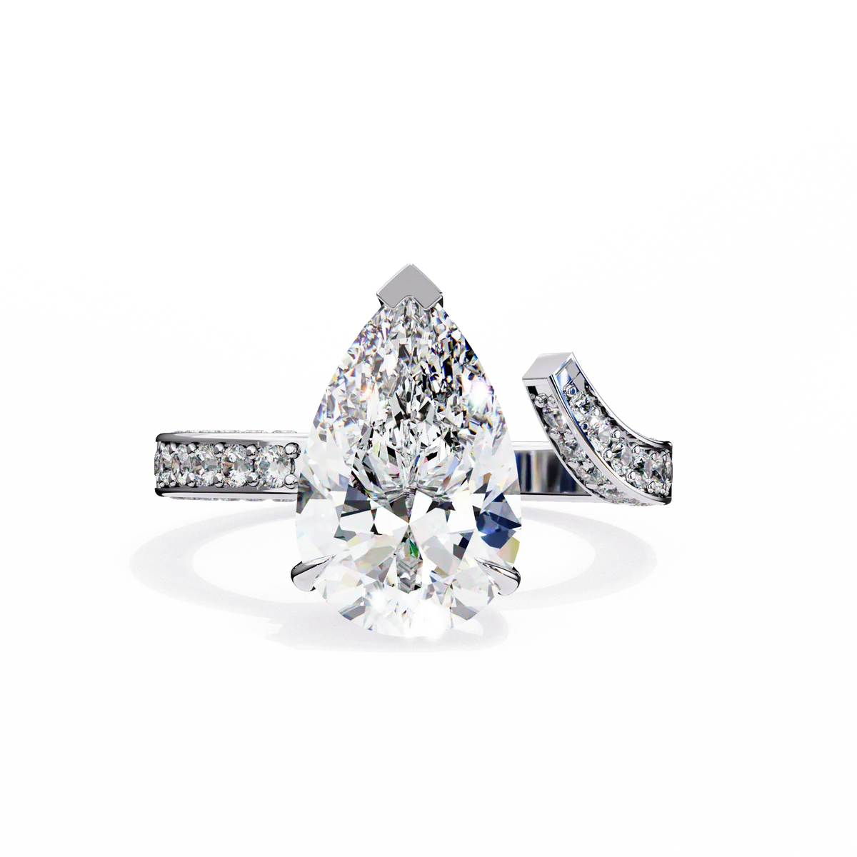 Splendor Crest Pear Lab Grown Diamond Ring - Ophiratbf