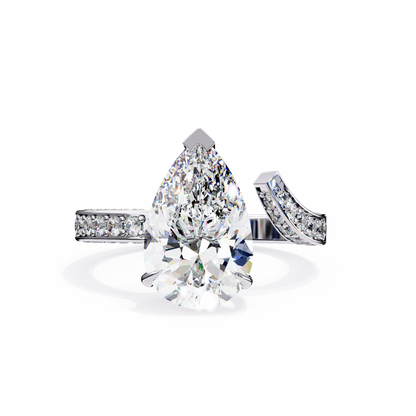 Splendor Crest Pear Lab Grown Diamond Ring