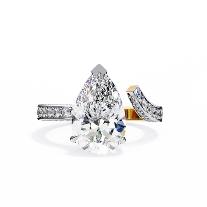 Splendor Crest Pear Lab Grown Diamond Ring