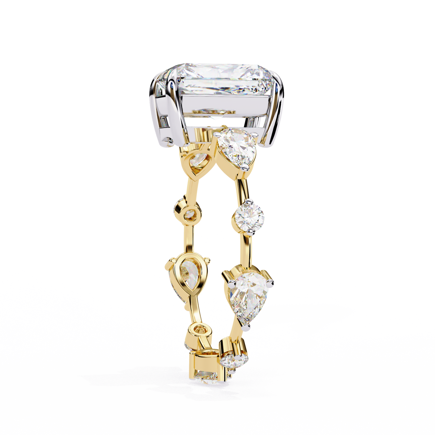 trinity radiant lab grown diamond ring