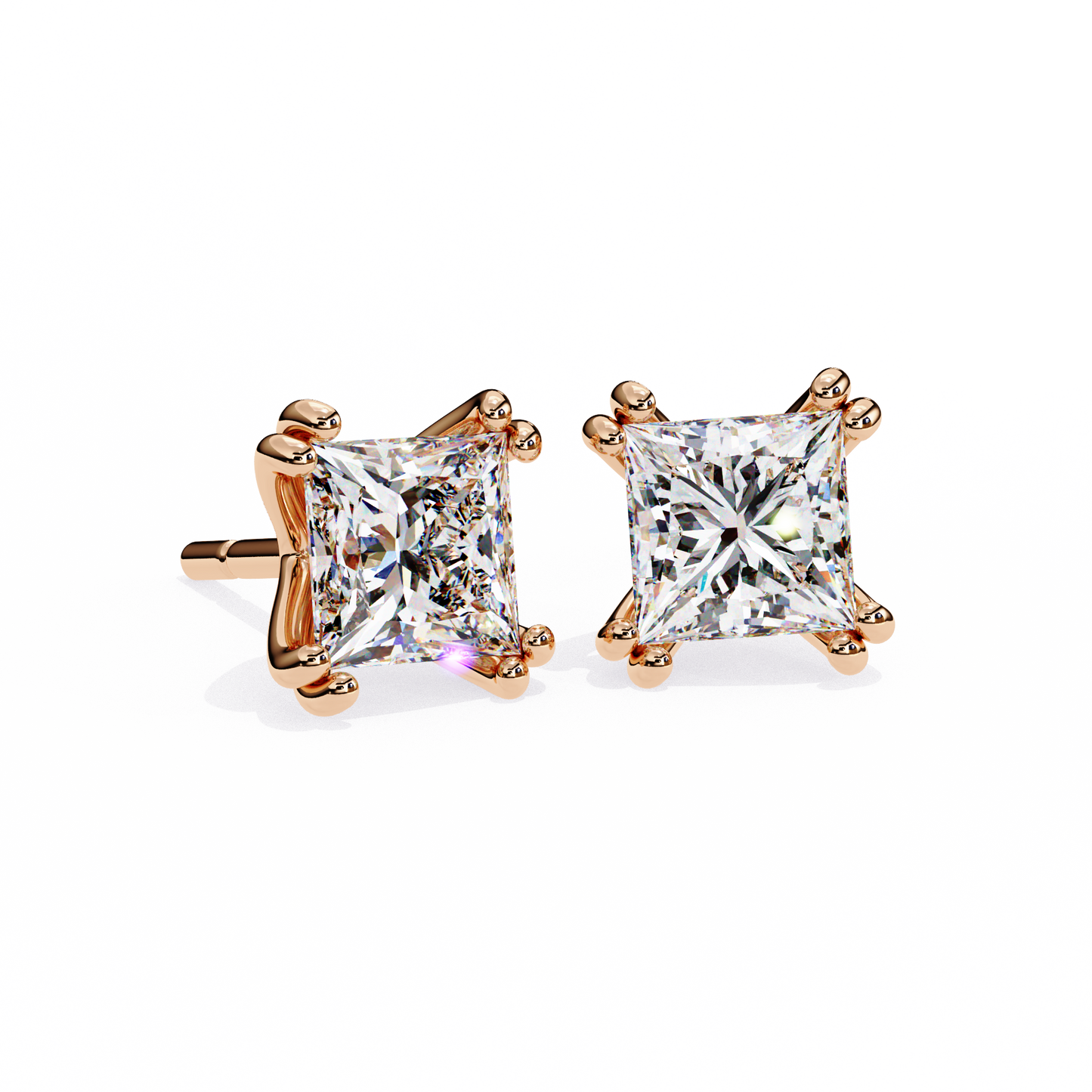 blush round lab grown diamond studs