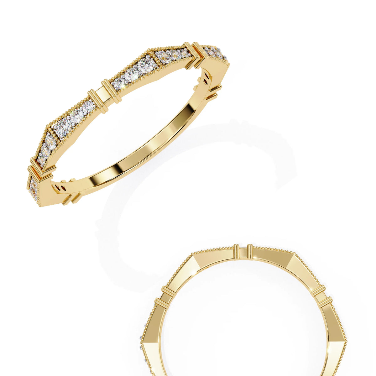 Sculpted Gleam Lab Grown Diamond Ring - Ophiratbf