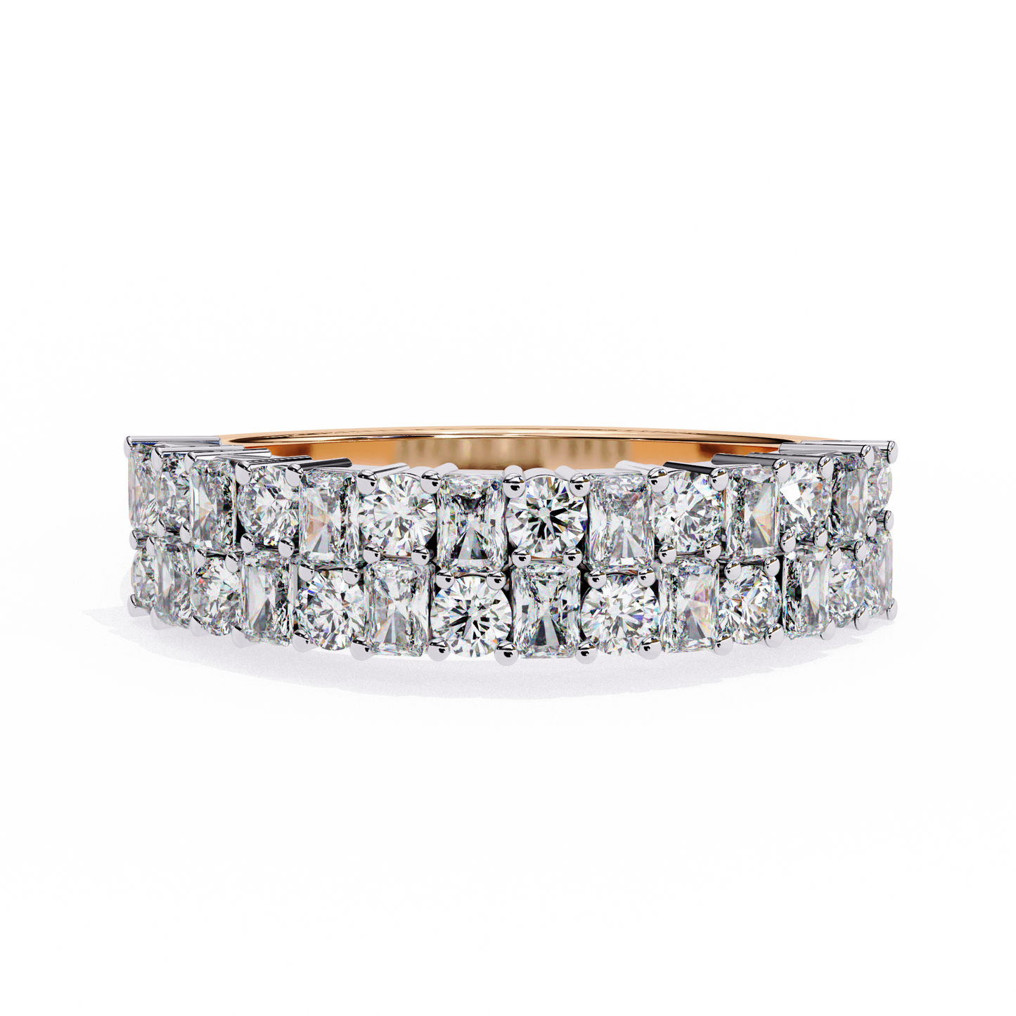 radiant double row lab grown diamond ring