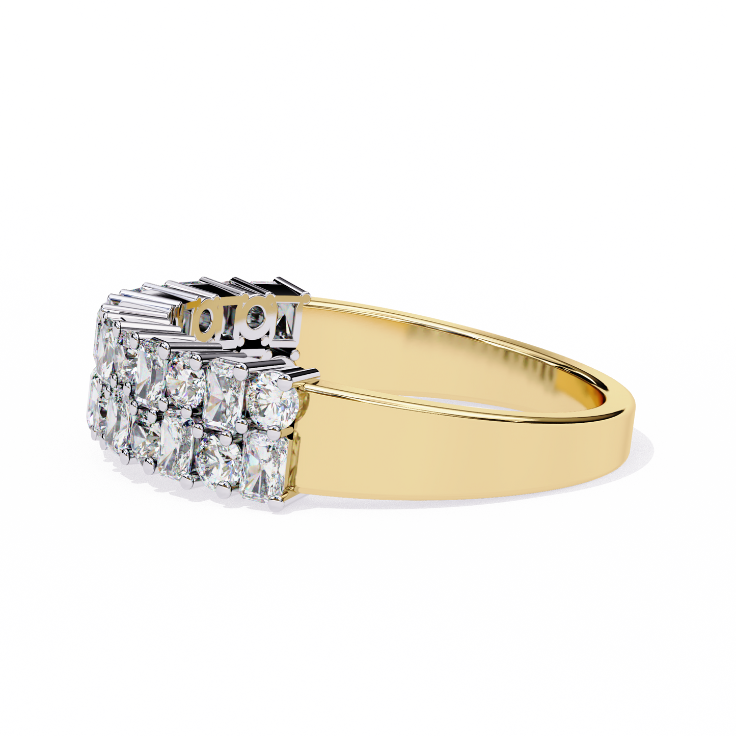 radiant double row lab grown diamond ring