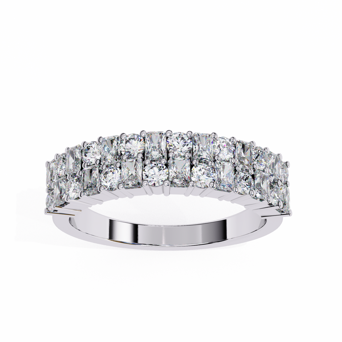 radiant double row lab grown diamond ring