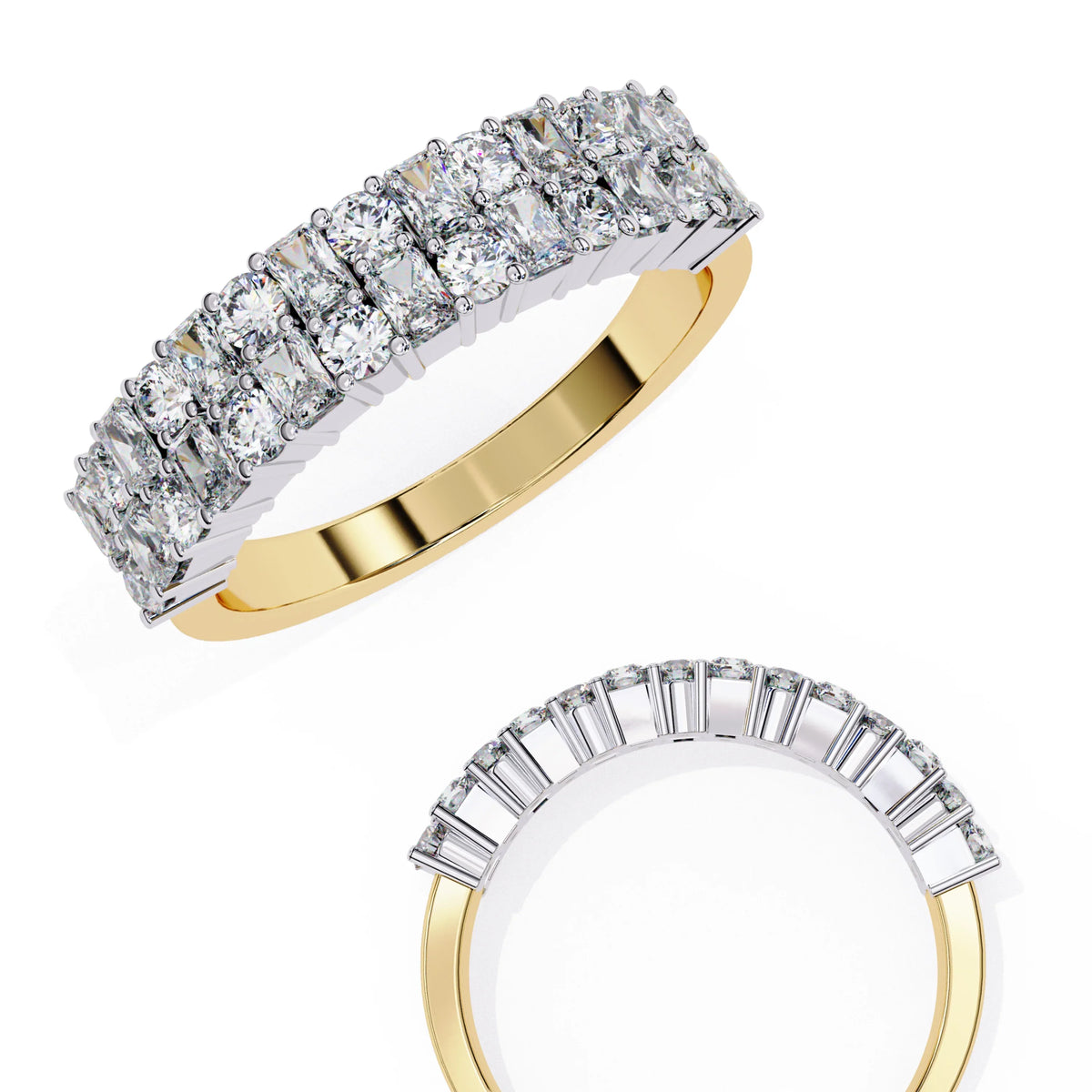 Radiant Double Row Lab Grown Diamond Ring - Ophiratbf