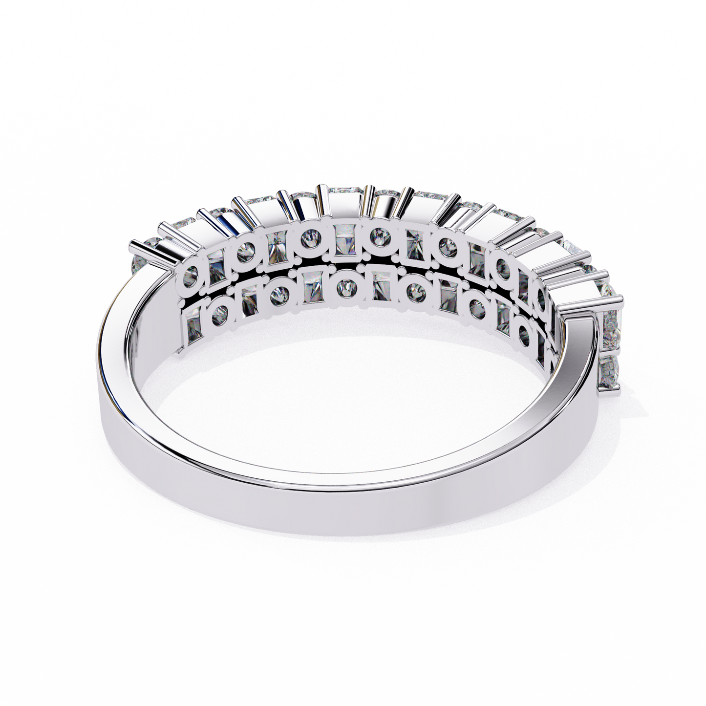 radiant double row lab grown diamond ring