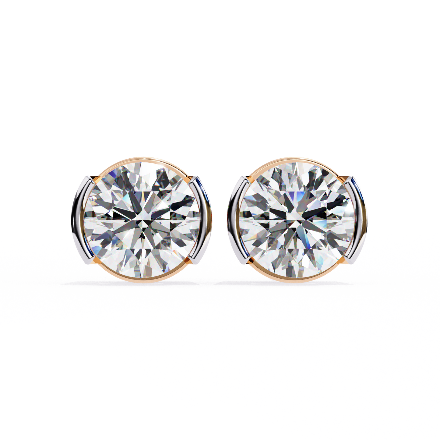 aura modern bezel lab grown diamond studs