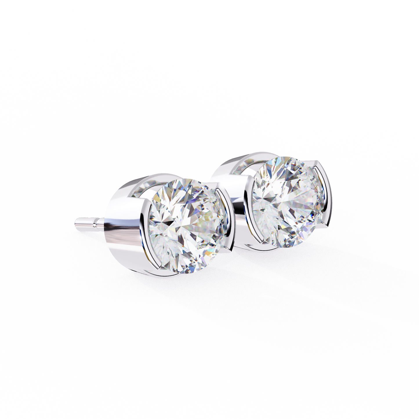 aura modern bezel lab grown diamond studs
