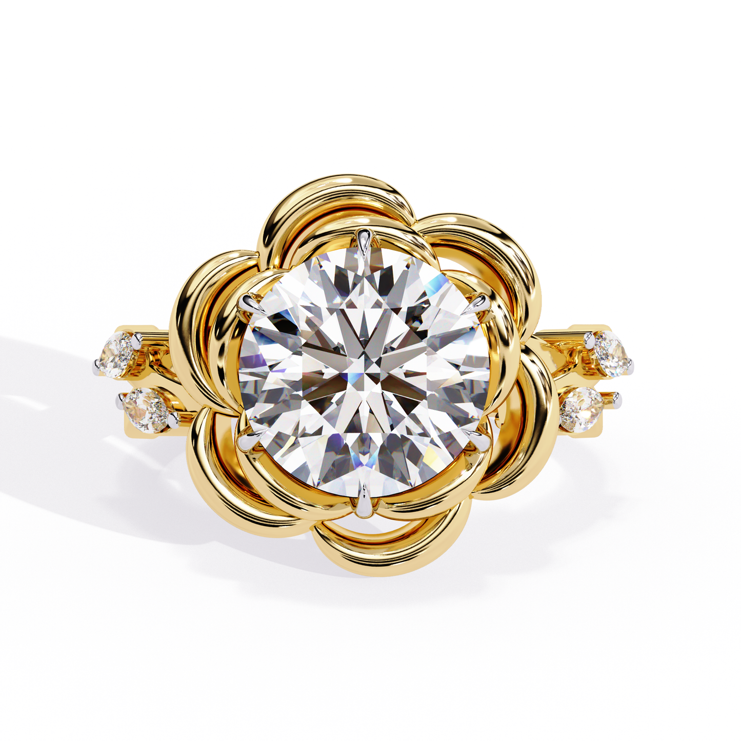 golden bloom lab grown diamond ring