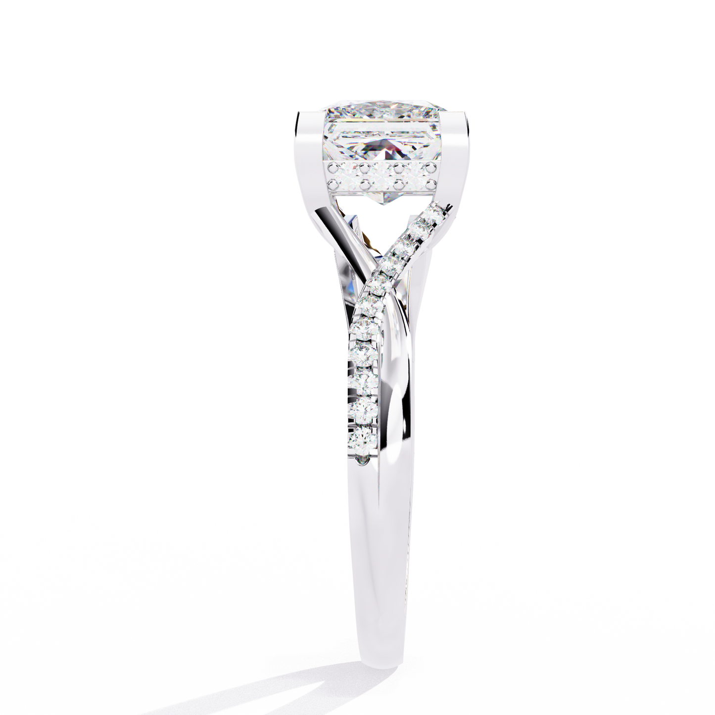 radiant twist lab grown diamond ring