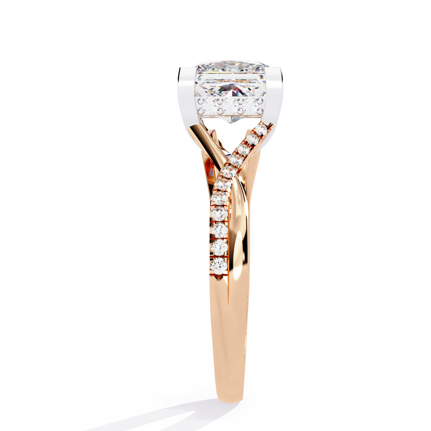 radiant twist lab grown diamond ring